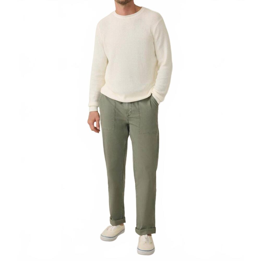 NEW FAHERTY sunwashed crew neck sweater in white shell